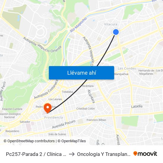 Pc257-Parada 2 / Clínica Alemana to Oncología Y Transplante (Troi) map