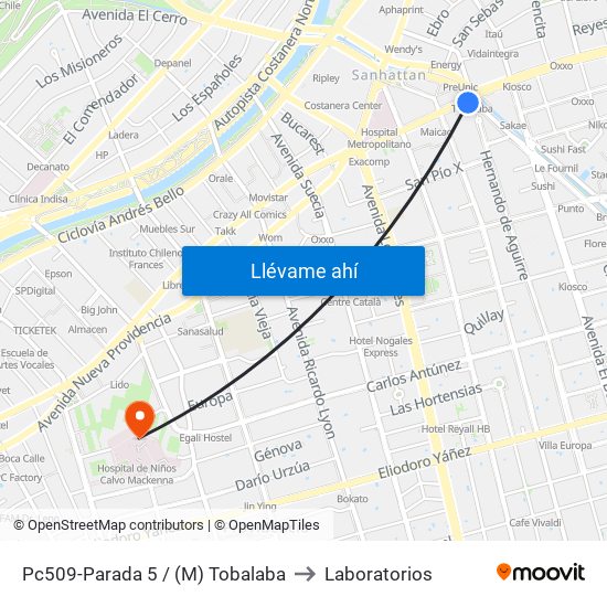 Pc509-Parada 5 / (M) Tobalaba to Laboratorios map