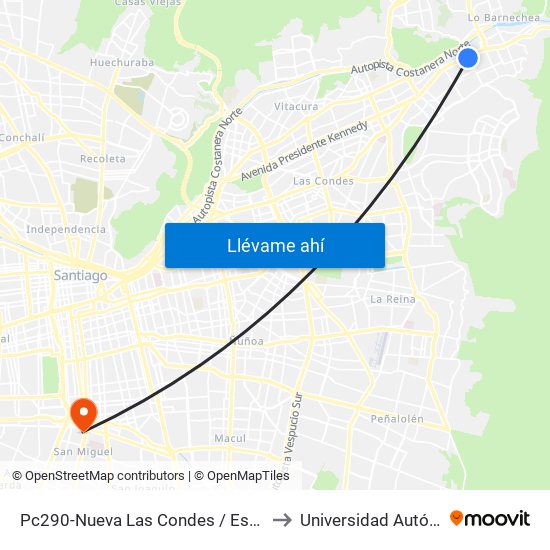 Pc290-Nueva Las Condes / Esq. Sn. Francisco De Asís to Universidad Autónoma De Chile map