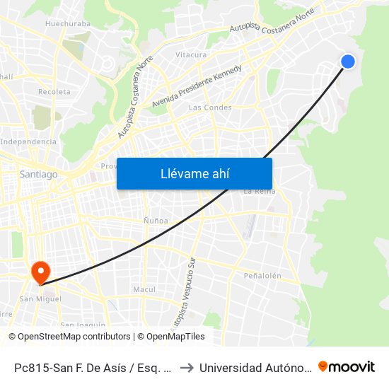 Pc815-San F. De Asís / Esq. Avenida La Plaza to Universidad Autónoma De Chile map