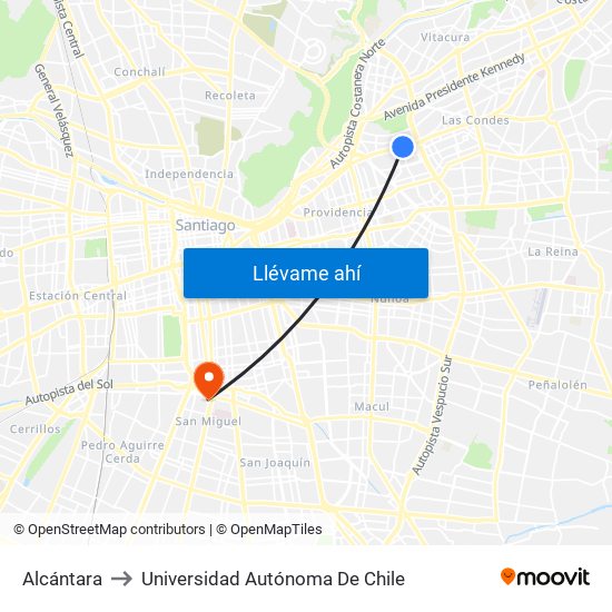 Alcántara to Universidad Autónoma De Chile map