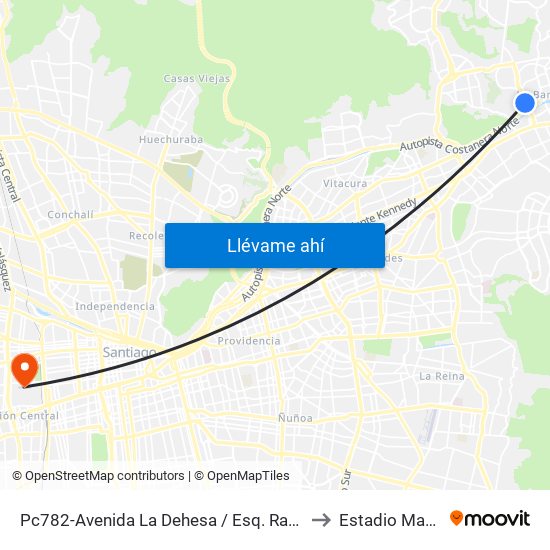Pc782-Avenida La Dehesa / Esq. Raúl Labbé to Estadio Marista map