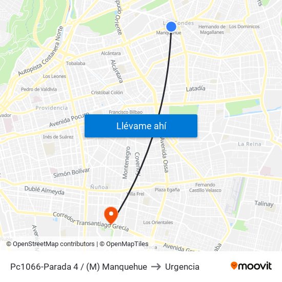 Pc1066-Parada 4 / (M) Manquehue to Urgencia map