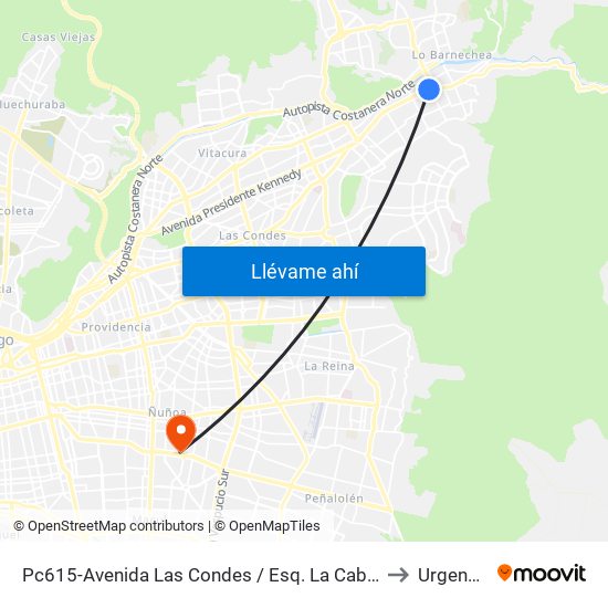 Pc615-Avenida Las Condes / Esq. La Cabaña to Urgencia map