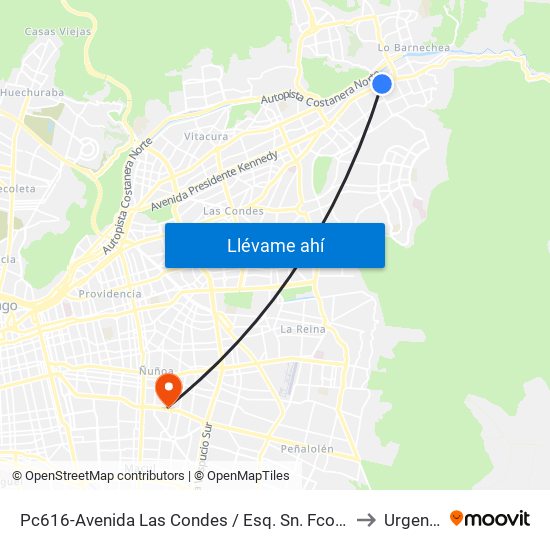 Pc616-Avenida Las Condes / Esq. Sn. Fco. De Asís to Urgencia map