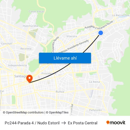 Pc244-Parada 4 / Nudo Estoril to Ex Posta Central map