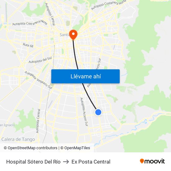 Hospital Sótero Del Río to Ex Posta Central map