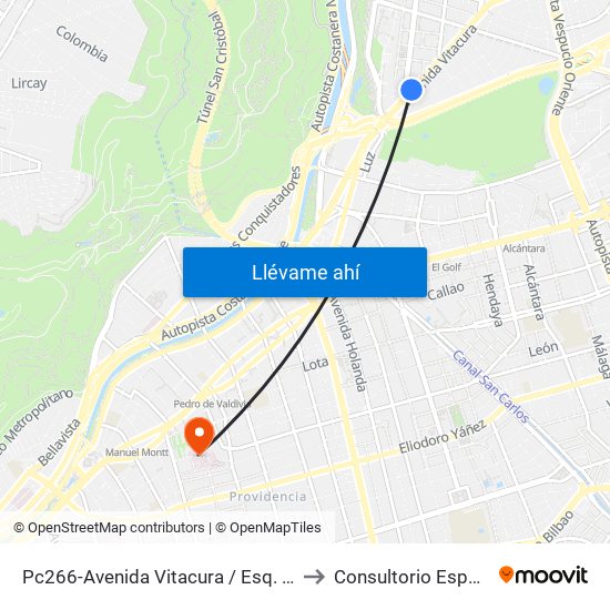 Pc266-Avenida Vitacura / Esq. Nueva Costanera to Consultorio Especialidades map