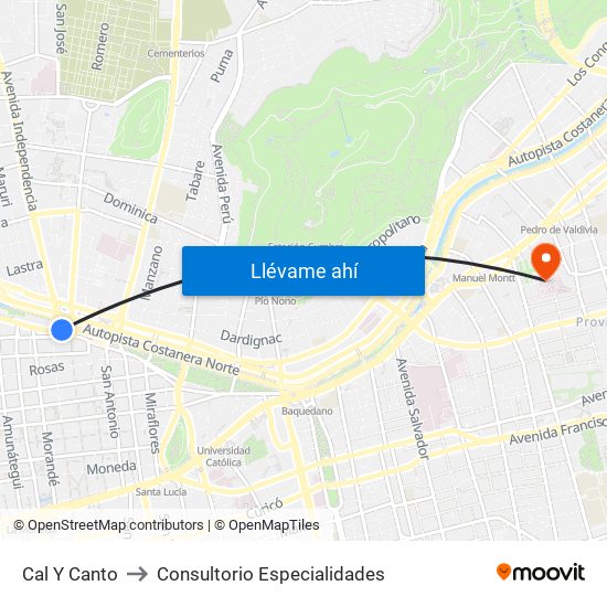 Cal Y Canto to Consultorio Especialidades map