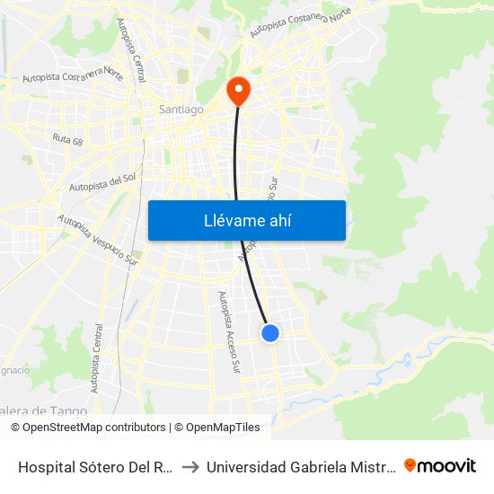 Hospital Sótero Del Río to Universidad Gabriela Mistral map