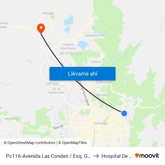 Pc116-Avenida Las Condes / Esq. G. Fuenzalida to Hospital De Til Til map