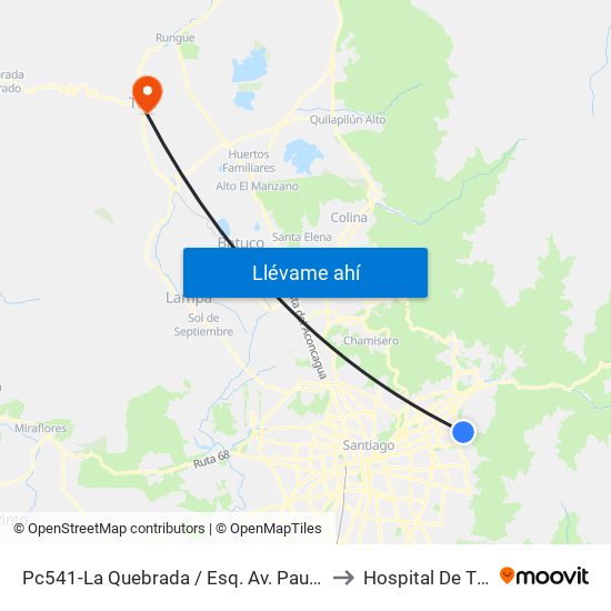 Pc541-La Quebrada / Esq. Av. Paul Harris to Hospital De Til Til map