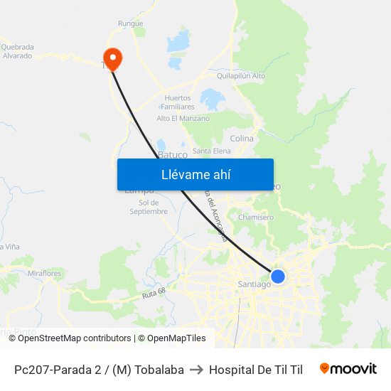 Pc207-Parada 2 / (M) Tobalaba to Hospital De Til Til map