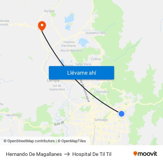 Hernando De Magallanes to Hospital De Til Til map