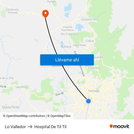 Lo Valledor to Hospital De Til Til map
