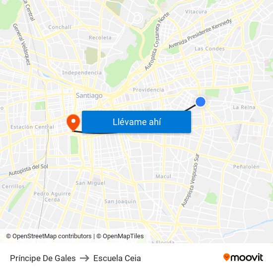 Príncipe De Gales to Escuela Ceia map