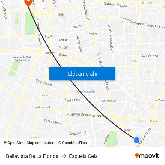 Bellavista De La Florida to Escuela Ceia map