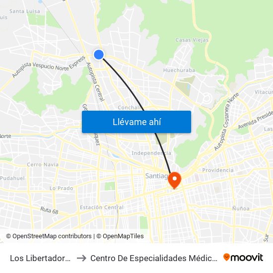 Los Libertadores to Centro De Especialidades Médicas map