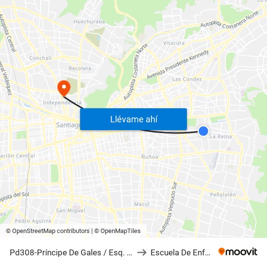 Pd308-Príncipe De Gales / Esq. S. Izquierdo to Escuela De Enfermería map