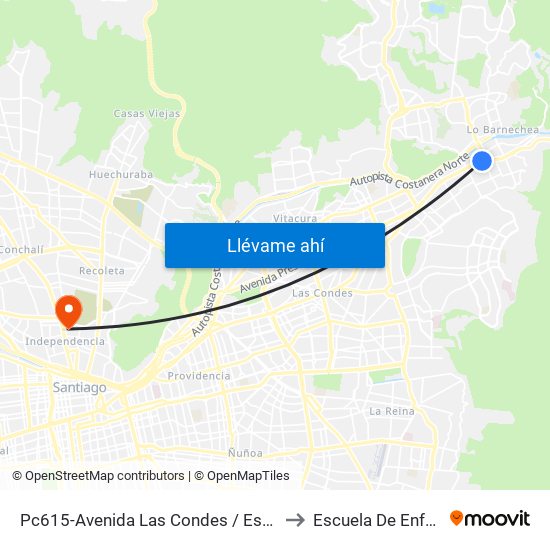 Pc615-Avenida Las Condes / Esq. La Cabaña to Escuela De Enfermería map