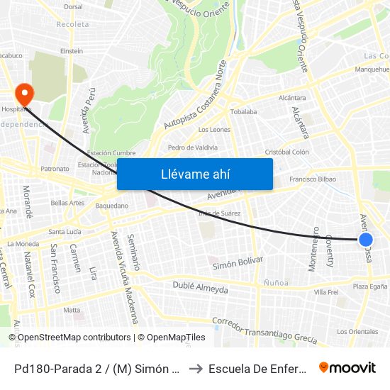 Pd180-Parada 2 / (M) Simón Bolívar to Escuela De Enfermería map