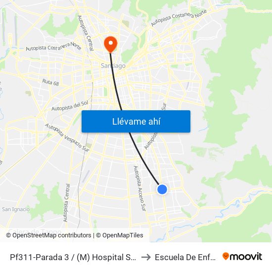 Pf311-Parada 3 / (M) Hospital Sótero Del Río to Escuela De Enfermería map