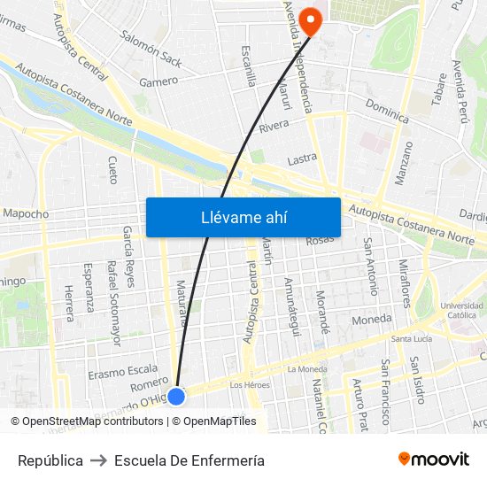 República to Escuela De Enfermería map