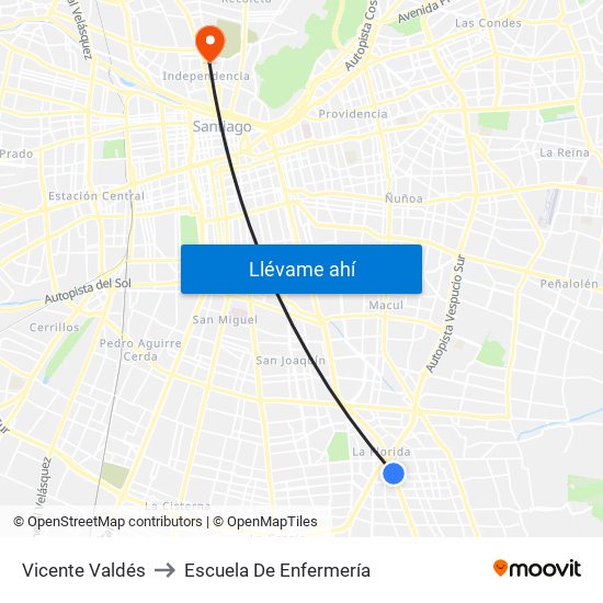Vicente Valdés to Escuela De Enfermería map