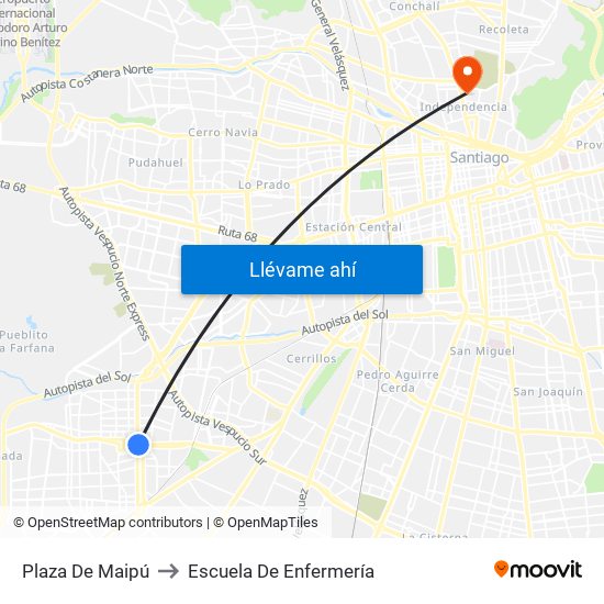 Plaza De Maipú to Escuela De Enfermería map