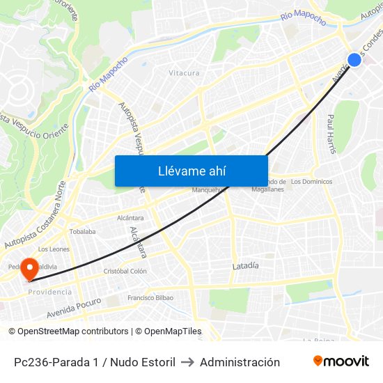 Pc236-Parada 1 / Nudo Estoril to Administración map