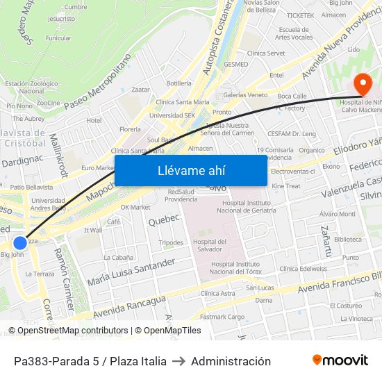 Pa383-Parada 5 / Plaza Italia to Administración map
