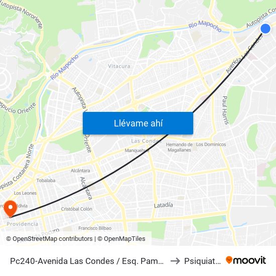 Pc240-Avenida Las Condes / Esq. Pamplona to Psiquiatría map