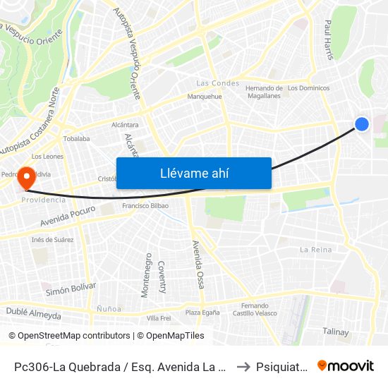Pc306-La Quebrada / Esq. Avenida La Paz to Psiquiatría map