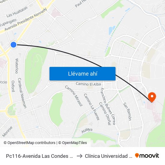 Pc116-Avenida Las Condes / Esq. G. Fuenzalida to Clínica Universidad de Los Andes map