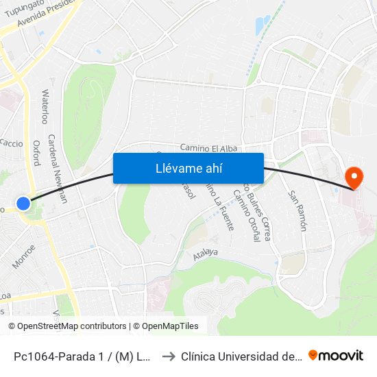 Pc1064-Parada 1 / (M) Los Dominicos to Clínica Universidad de Los Andes map