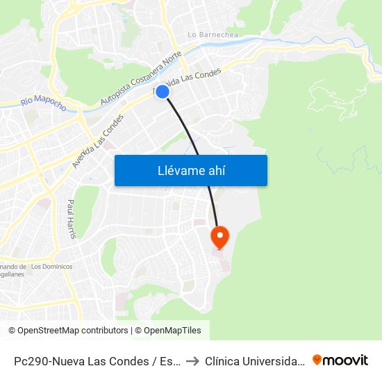 Pc290-Nueva Las Condes / Esq. Sn. Francisco De Asís to Clínica Universidad de Los Andes map
