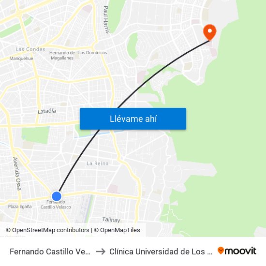 Fernando Castillo Velasco to Clínica Universidad de Los Andes map
