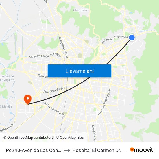 Pc240-Avenida Las Condes / Esq. Pamplona to Hospital El Carmen Dr. Luis Valentín Ferrada map