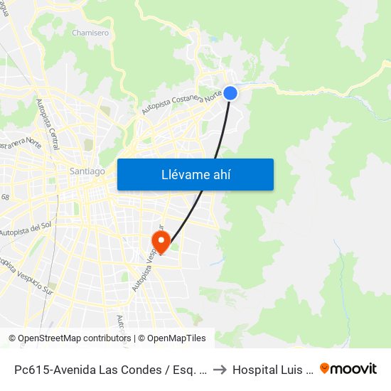 Pc615-Avenida Las Condes / Esq. La Cabaña to Hospital Luis Tisné map