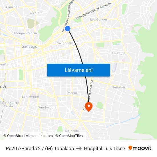 Pc207-Parada 2 / (M) Tobalaba to Hospital Luis Tisné map