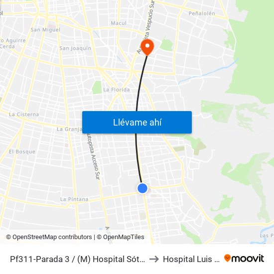 Pf311-Parada 3 / (M) Hospital Sótero Del Río to Hospital Luis Tisné map