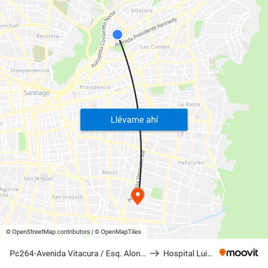 Pc264-Avenida Vitacura / Esq. Alonso De Córdova to Hospital Luis Tisné map