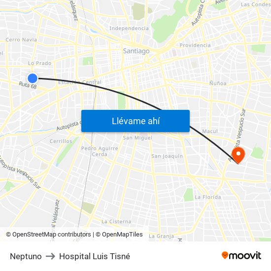 Neptuno to Hospital Luis Tisné map