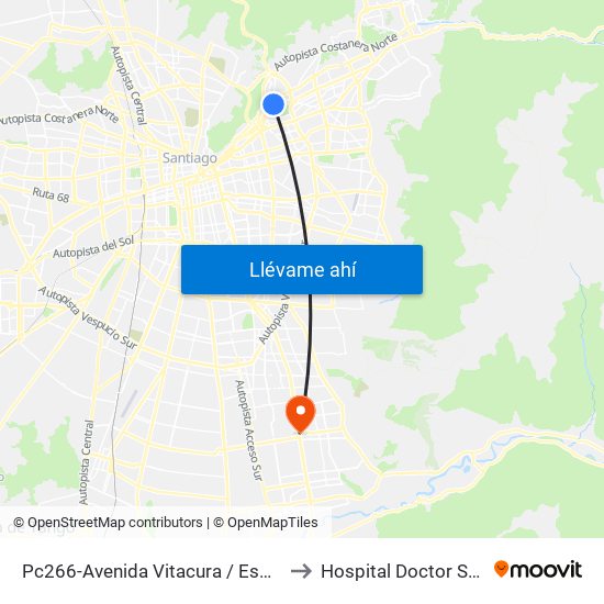 Pc266-Avenida Vitacura / Esq. Nueva Costanera to Hospital Doctor Sotero Del Rio map