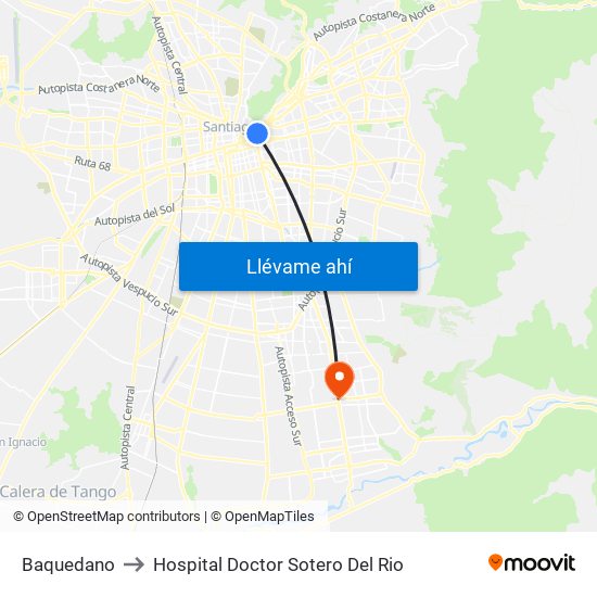 Baquedano to Hospital Doctor Sotero Del Rio map