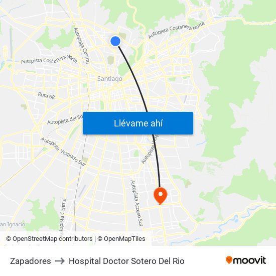 Zapadores to Hospital Doctor Sotero Del Rio map