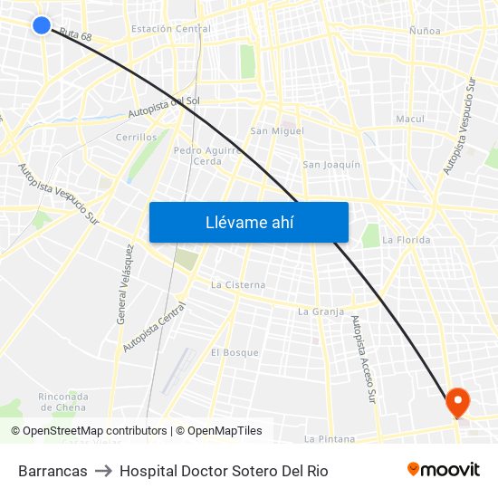 Barrancas to Hospital Doctor Sotero Del Rio map