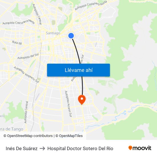 Inés De Suárez to Hospital Doctor Sotero Del Rio map