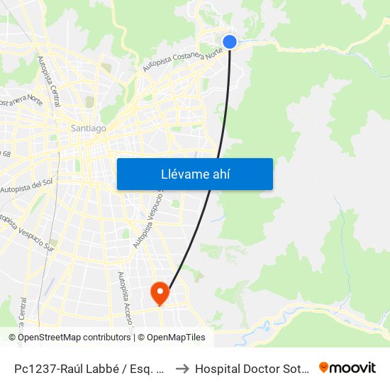 Pc1237-Raúl Labbé / Esq. Av. La Dehesa to Hospital Doctor Sotero Del Rio map