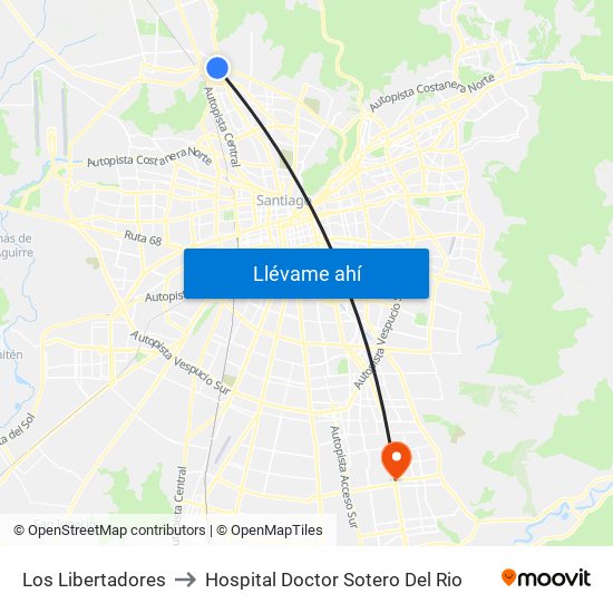 Los Libertadores to Hospital Doctor Sotero Del Rio map